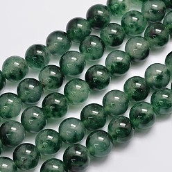 Vert Brins naturels et teints perles malaisie jade, ronde, imitation de fleurs de jade, verte, 12mm, Trou: 1.0mm, Environ 31 pcs/chapelet, 15 pouce
