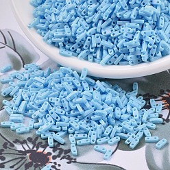 (QTL413FR) Матовый Непрозрачный Бирюзово-синий AB Миюки четверть бусины тила, японский бисер, 2-луночное, (qtl 413 fr) матовый непрозрачный бирюзовый синий ab, 5x1.2x1.9 мм, Отверстие : 0.8 мм , около 2400 шт / 50 г