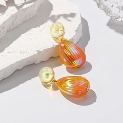 Оранжевый Смолы мотаться серьги стержня, слеза, золотые, оранжевые, 53x25 мм