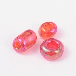 Red Round Glass Seed Beads, Transparent Colours Rainbow, Round, Red, 2mm