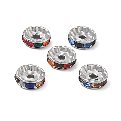 Farbig 304 Edelstahl Rhinestone-Spacer Perlen, flache Runde/Scheiben, Edelstahl Farbe, Farbig, 10x3 mm, Bohrung: 2 mm