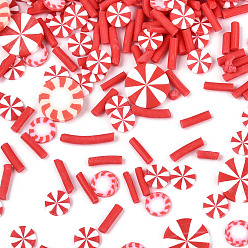 Красный Рождественские кабошоны из полимерной глины ручной работы, разнообразные, красные, 5~17x2~10x0.3~2 мм