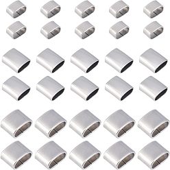 Color de Acero Inoxidable 30 piezas 3 color 201 dijes deslizantes de acero inoxidable, oval, color acero inoxidable, 5~10x8.5~12x4.5~6 mm, agujero: 3.5~4x7.5~9.5 mm, 10 piezas / color