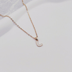 Letter L Ожерелья с подвесками из сплава и белой эмали, золотые, Письмо L, 17.72 дюйм (45 см)