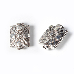Античное Серебро Сплавочные овальные бусины тибетского стиля , прямоугольные, античное серебро, без свинца и без кадмия, 12x9x4.5 мм, отверстие : 1 мм