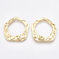 Real 18K Gold Plated Brass Pendants, Hammered, Nickel Free, Real 18K Gold Plated, 30.5x30x2mm, Hole: 1.4mm