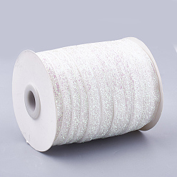 Colorful Glitter Sparkle Ribbon, Polyester & Nylon Ribbon, Colorful, 3/8 inch(9.5~10mm), about 50yards/roll(45.72m/roll)