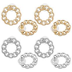 Platinum & Light Gold 4пары 2 серьги-гвоздики из цветного сплава со стразами, кольцо, платина и светлое золото, 24.5 мм, 2 пар / цвет