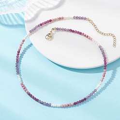 Фиолетовый Ожерелья из граненых круглых бусин из натурального аметиста и родонита, а также натурального жемчуга и бисера с цепочками из нержавеющей стали., золотые, фиолетовые, 3.5 дюйм (304 см)