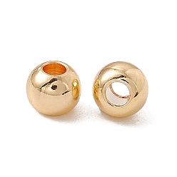 Настоящее золото 18K Латунные бусины, долговечный, круглые, реальный 18 k позолоченный, 5x4 мм, отверстие : 2 мм