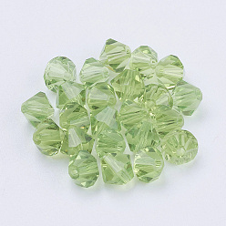 Lime Green Imitation Austrian Crystal Beads, Grade AAA, Faceted, Bicone, Lime Green, 6x6mm, Hole: 0.7~0.9mm