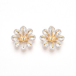 Прозрачный Латунные микро проложить кубического циркония подвески, без кадмия, без никеля и без свинца, цветок, прозрачные, 15.5~16x14.2x3.8 мм, отверстие : 0.9 мм