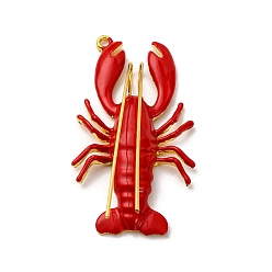 Креветка Подвески из эмали и сплава, золотые, креветка, 68.5x38x22 мм, отверстие : 2.7 мм