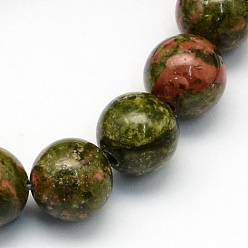 Unakite Natural Unakite Round Beads Strands, 6.5mm, Hole: 1mm, about 63pcs/strand, 15.5 inch