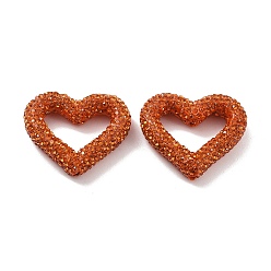 Светло-Персиковый Бусины из полимерной глины в форме сердца со стразами, Фокальные бусины для самодельного брелока для телефона, принадлежности для изготовления ручек и ювелирных изделий, светлый персик, 27.5x33.5x8 мм, отверстие : 2 мм