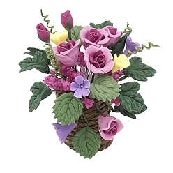 Орхидея Полимерная глиняная роза с миниатюрными украшениями из смоляной корзины, аксессуары для домашнего кукольного домика с микро-ландшафтом, притворяясь опорными украшениями, сиреневые, 23x55 мм