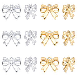 (52) Непрозрачная лаванда 12 шт 2 цвета 304 подвески из нержавеющей стали, очарование бантом, разноцветные, 13.5x15x3 мм, отверстие : 1.8 мм, 6 шт / цвет