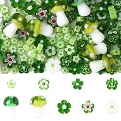 (52) Непрозрачная лаванда 156шт. 9 стили ручная работа стеклянные бусины миллефиори, разнообразные, разноцветные, 3.7~14x2.5~11 мм, отверстие : 0.8~1.5 мм