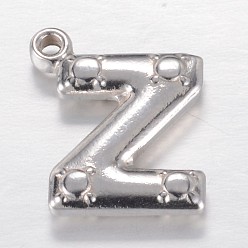 Letter Z Устойчивые к потускнению 201 подвески из нержавеющей стали, Письмо Z, цвет нержавеющей стали, 15x13x3 мм, отверстие : 1.2 мм