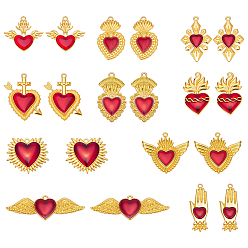 Красный 20 шт. 10 подвески из сплава с эмалью sytyles, золотые, шарма сердца, красные, 29~53.5x15~38x2.5~4.5 мм, отверстие : 1.8~2.2 мм, 2 шт / стиль