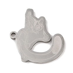 Stainless Steel Color Non-Tarnish 201 Stainless Steel Pendants, Mouse Charm, Stainless Steel Color, 22.5x23.5x1.5mm, Hole: 1mm