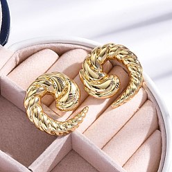 Shell Shape Серьги-гвоздики из латуни с висячим покрытием для женщин, без кадмия и без свинца, долговечный, реальный 18 k позолоченный, формы раковины, 30x29.5 мм