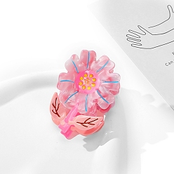 Pink Заколки для волос в форме когтей из ацетата целлюлозы, аксессуары для волос для женщин и девочек, цветок, розовые, 72x48x50 мм