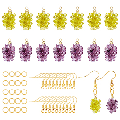 Mixed Color DIY Dangle Earring Making Kits, Including 16Pcs 2 Colors Grape Resin Pendants, 20pcs Brass Earring Hooks and 20Pcs Iron Jump Rings, Silver, Mixed Color, 18x10~10.5mm, Hole: 1.5mm, 8pcs/color