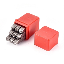 Platinum Iron Seal Stamps Set, for Imprinting Metal, Plastic, Wood, Leather, Including Number 0~8, Platinum, 64.5x10.5x10.5mm, 9pcs/box