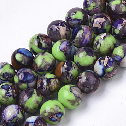 Purple Synthetic Regalite/Imperial Jasper/Sea Sediment Jasper Beads Strands, Dyed, Round, Purple, 8mm, Hole: 1mm, about 51pcs/strand, 15.94 inch(40.5cm)