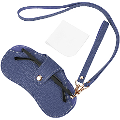 Темно-Синий 1футляры для очков из искусственной кожи, с ремешком и поворотными застежками из сплава, для очков, солнцезащитные очки протектор, 1Салфетка для чистки очков из поликарбонатной замши, темно-синий, 625 мм