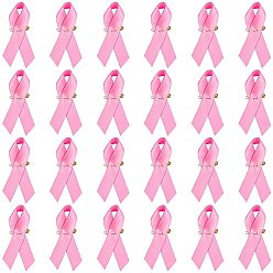 Ярко-Розовый Брошь из полиэстера, с железными булавками, ленты символа борьбы против рака молочной железы , ярко-розовый, 75x40x1 мм