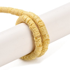 Светло-хаки Нити синтетических бусин, окрашенных в лавовый камень, диск, Heishi бусы, светлый хаки, 4x2~2.5 мм, отверстие : 0.7 мм, около 152 шт / нитка, 15.12'' (38.4 см)