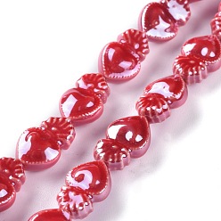 Красный Гладкие фарфоровые бусины ручной работы, форма осьминога, красные, 15.7x10.3x6.2 мм, Отверстие : 1.2 мм, около 24 шт / нитка, 14.57'' (37 см)
