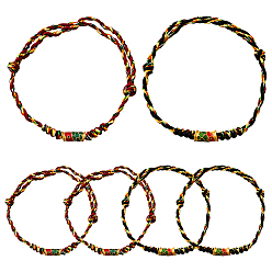 (52) Непрозрачная лаванда 8шт. 2 цвета плетеные браслеты из хлопчатобумажных ниток, эмалевые браслеты-талисманы в виде рыб для мужчин и женщин, разноцветные, 0.15~0.4 см, внутренний диаметр: 2 дюйм (5 см), 4 шт / цвет