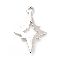 Платина Стойки обшивки латунные подвески, долговечный, звезда очарование, платина, 22x14x1 мм, отверстие : 1.6 мм