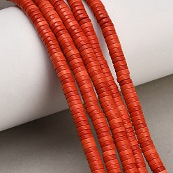 Red Natural Agate Beads Strands, Dyed, Heishi Beads, Flat Round/Disc, Red, 4.5x1.5mm, Hole: 0.7mm, about 270pcs/strand, 15.75''(40cm)