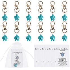 Темно-бирюзовый 1 подвеска в виде черепахи из эпоксидной смолы, с застежками из сплава и картонной бумагой и пакетом, темные бирюзовый, 52 мм