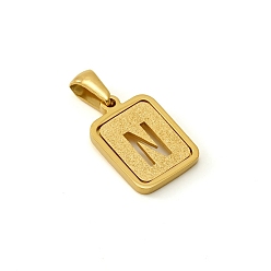 Letter N Шкентели нержавеющей стали, реальный 18 k позолоченный, прямоугольные, Письмо N, 15x12 мм