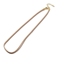 Персиковый Слойка Изготовление ожерелья из нейлонового миланского шнура, с латунной фурнитурой и карабинами из нержавеющей стали, золотые, долговечный, розовые, 17.91~18.31 дюйм (45.5~46.5 см)