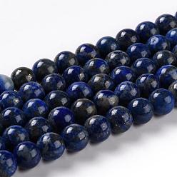 Lapis Lazuli Natural Lapis Lazuli Beads Strands, Grade A-, Round, 8mm, Hole: 1mm, about 48pcs/strand, 16 inch