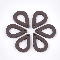 Кокосово-Коричневый Расписные подвески из тополя, слеза, кокосового коричневый, 25x17x2.5 мм, отверстие : 1.8 мм