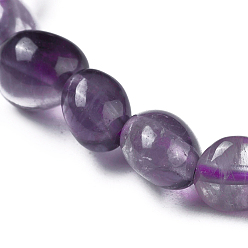 Amethyst Natural Amethyst Bead Stretch Bracelets, Tumbled Stone, Nuggets, Inner Diameter: 2~2-1/4 inch(5.2~5.6cm)