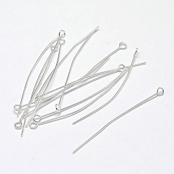 Silver 925 Sterling Silver Eye Pin, Silver, 30x3mm, Pin: 0.5mm, about 270pcs/20g