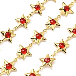 (123L) Белый крем непрозрачный блеск Латунные цепи со стеклянными звеньями, с подвесками в виде звезд и катушкой, долговечный, пайки, без свинца и без кадмия, стойки покрытие, реальный 18 k позолоченный, огнеупорный кирпич, 14x10.5x3 мм