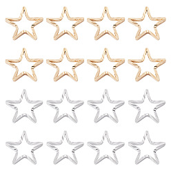 Золотой & Серебряный 24шт 2 цвета латунные соединительные кольца, долговечный, без кадмия и без свинца, звезда, золотой и серебряный, 7.5x8x1 мм, внутренний диаметр: 5x5 мм, 12 шт / цвет