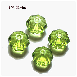 Желто-Зеленый Имитация Австрийские кристаллические шарики, класс AAA, граненые, восьмиугольник, желто-зеленый, 8x5 мм, отверстие : 0.9~1 мм