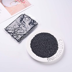 Black 8/0 Glass Seed Beads, Metallic Colours, Black, 3mm, Hole: 1mm, about 10000pcs/pound