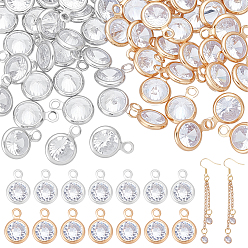 Platinum & Golden 80Pcs 2 Colors Brass Micro Pave Cubic Zirconia Pendants, Round Charms, Platinum & Golden, 9.5~10x6.5~7x3~3.5mm, Hole: 1.5mm, 40pcs/style