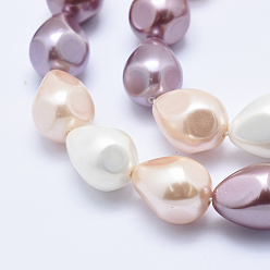 Mixed Color Electroplate Shell Pearl Beads Strands, Faceted, teardrop, Mixed Color, 18x13~14mm, Hole: 1mm, about 22pcs/strand, 15.7 inch(40cm)